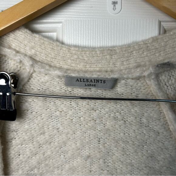 AllSaints White Open Front Popcorn Cardigan - Picture 6 of 7